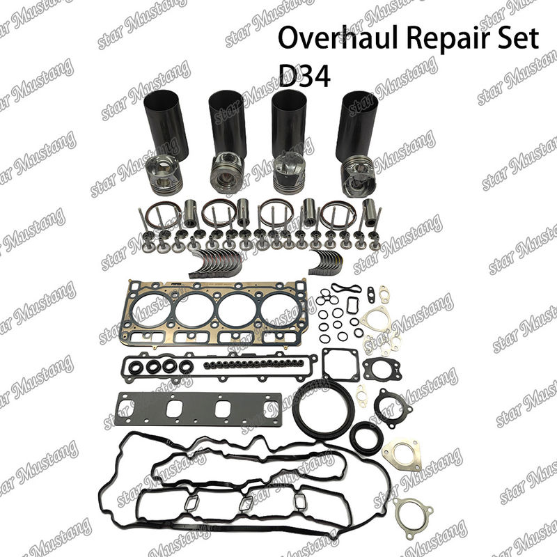 D34 Set Perbaikan Overhaul Cylinder Liner Kit Piston Kit Gasket Kit Valve Seat Guide Main Bearing Con Rod Bearing Untuk Doosan