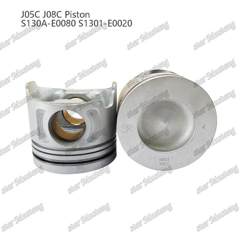 Piston J05C J08C dengan sarung tembaga 65mm ruang pembakaran pendinginan internal S130A-E0080 S1301-E0020 Untuk Hino