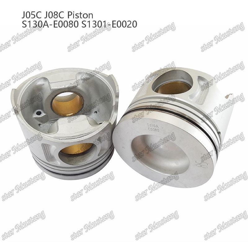Piston J05C J08C dengan sarung tembaga 65mm ruang pembakaran pendinginan internal S130A-E0080 S1301-E0020 Untuk Hino