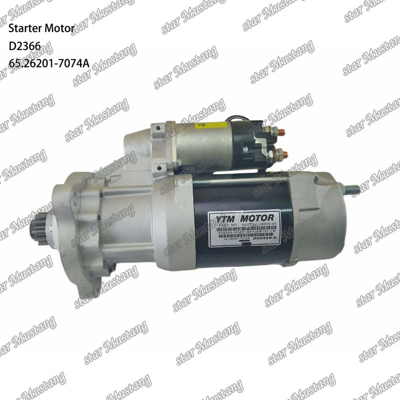 D2366 Motor Starter Motor 39MT 24V 9.0KW 11T 65.26201-7074A Untuk suku cadang mesin DOOSAN DAEWOO