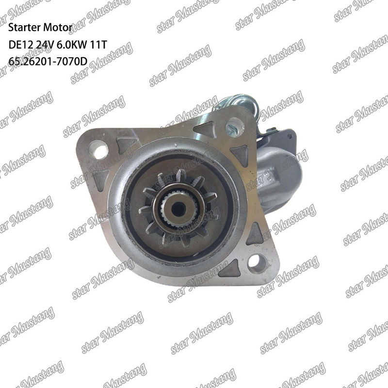 DE12 Motor Starter Motor 24V 6.0KW 11T 65.26201-7070D Untuk suku cadang mesin DOOSAN DAEWOO