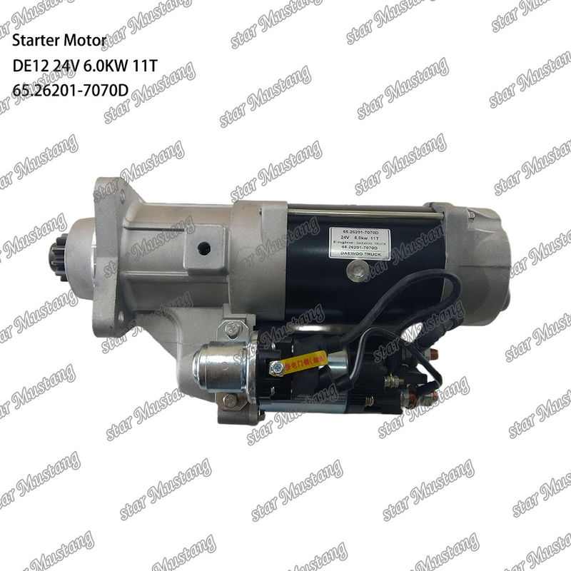 DE12 Motor Starter Motor 24V 6.0KW 11T 65.26201-7070D Untuk suku cadang mesin DOOSAN DAEWOO