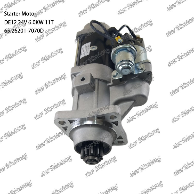 DE12 Motor Starter Motor 24V 6.0KW 11T 65.26201-7070D Untuk suku cadang mesin DOOSAN DAEWOO