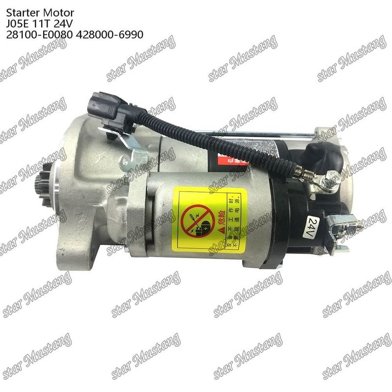 J05E Motor starter motor 11T 24V 28100-E0080 428000-6990 Untuk suku cadang mesin HINO